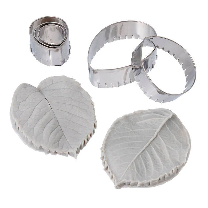 Leaf Petal Silicone Fondant Molds & Cutters 7pc, 5in x 8in