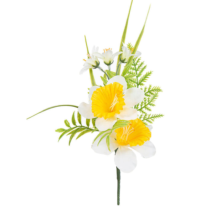 Yellow & White Daffodil Pick, 9in
