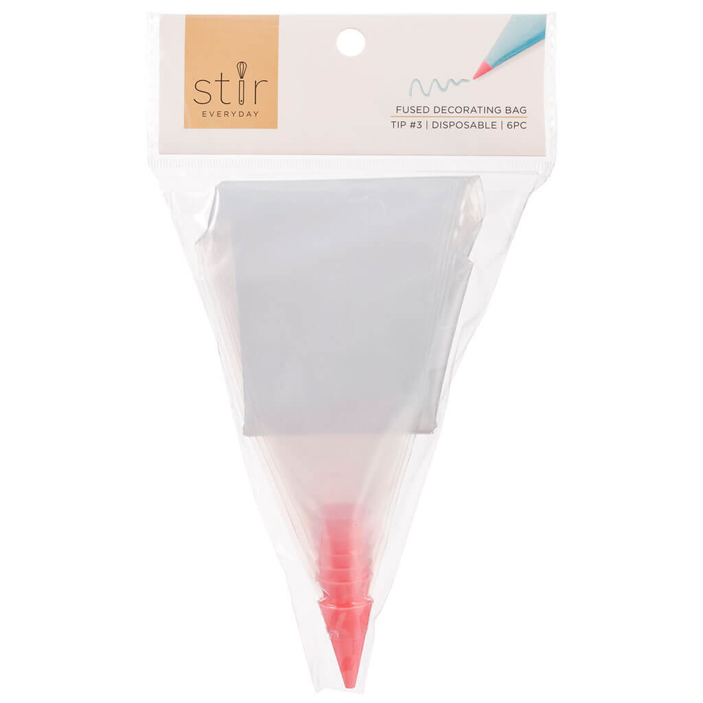 Disposable Fused Decorating Bags With 3 Tip 6ct, 12in