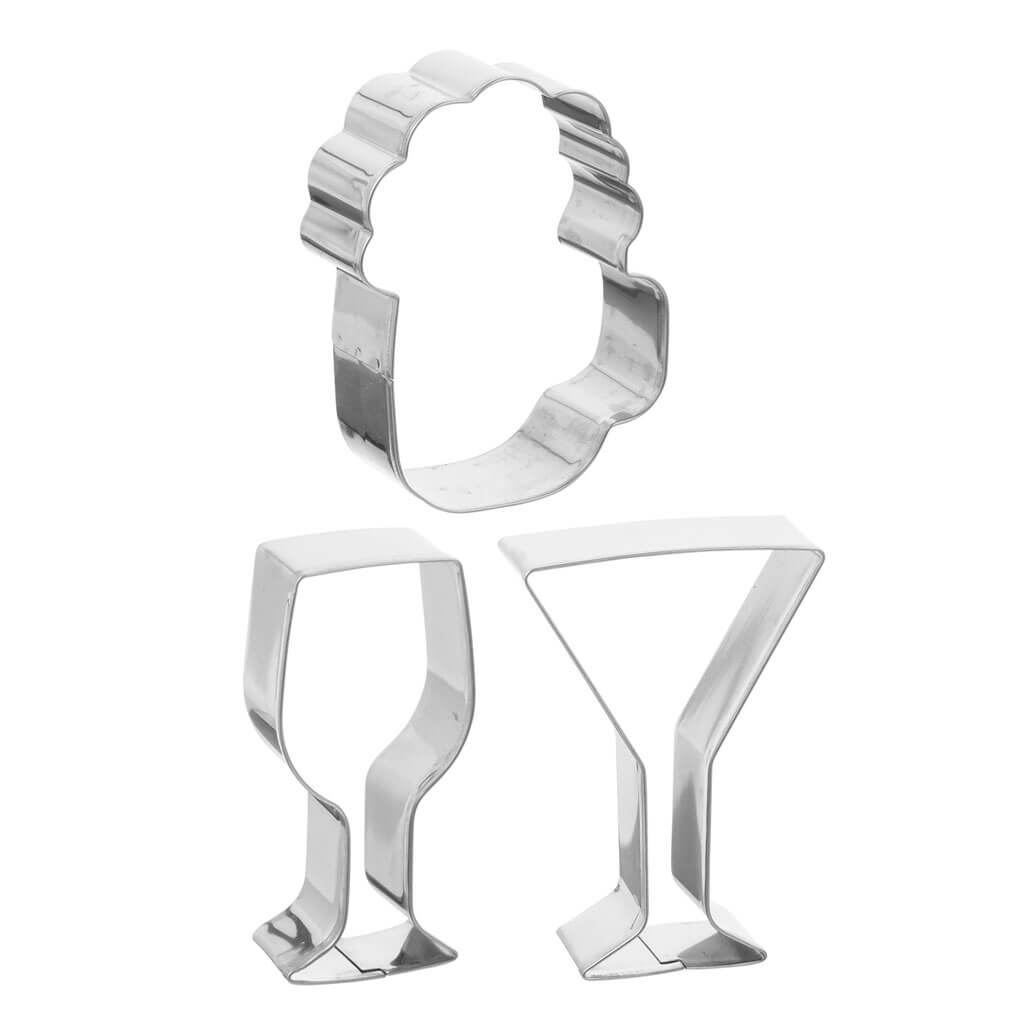 Stainless Steel Drink Glasses Cookie Cutter, 3ct