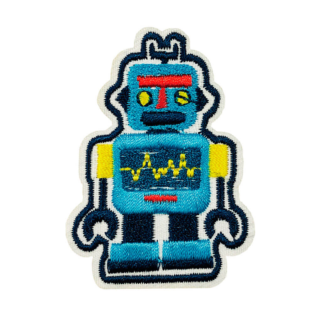 Blue Robot Iron On Applique