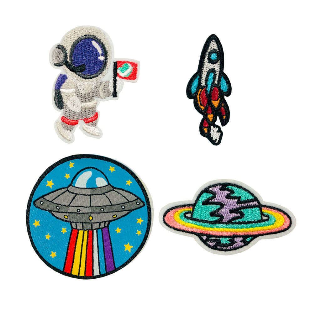 Planet &amp; Space Iron On Appliques 4ct