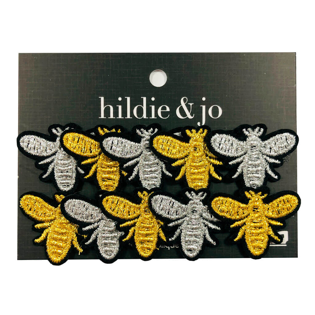 Yellow &amp; White Bees Iron On Appliques 10ct