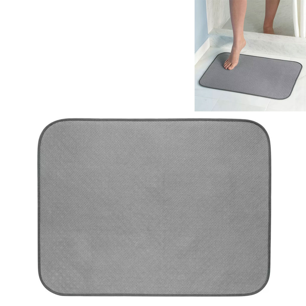 iDry Polyster Bath Mat 18in x 24in, Gray