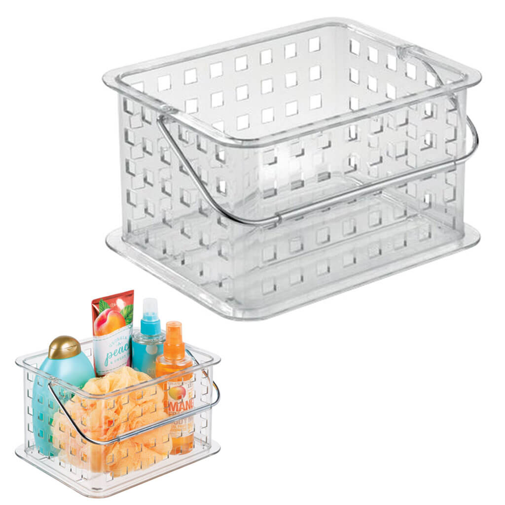 Plastic Stackable Storage Basket 8.8in x 7in x 5.3in, Clear