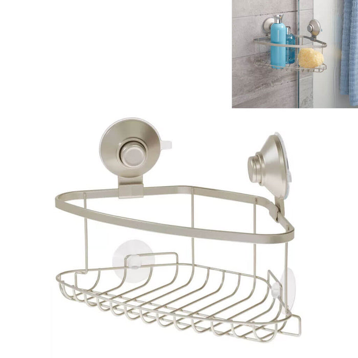 Everett Push Lock Suction Corner Basket, Satin