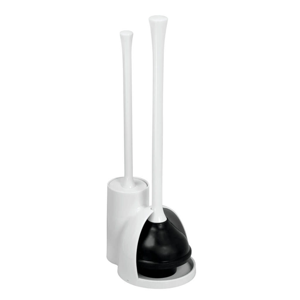 Una Slim Bowl Brush &amp; Plunger White