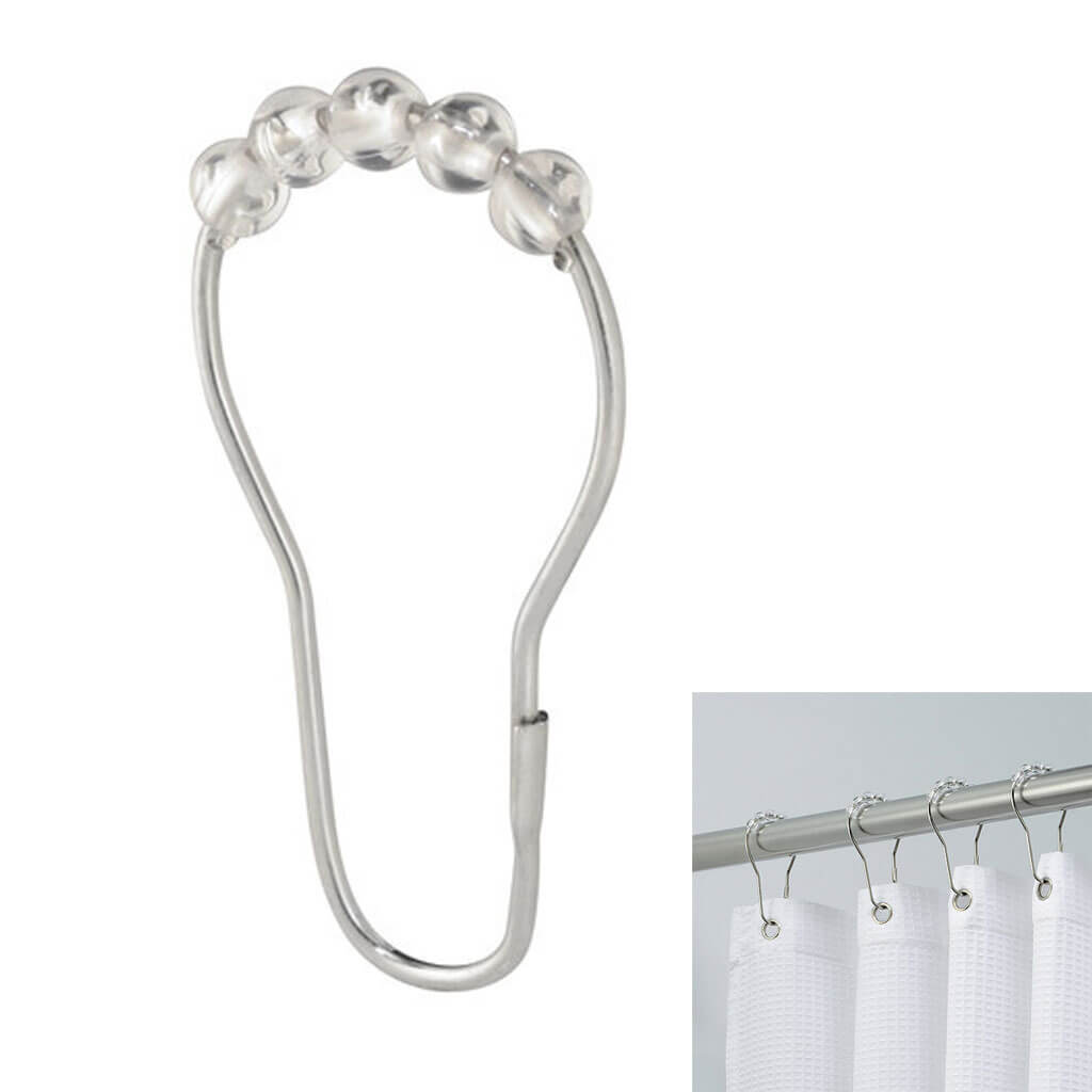 Rollerz Shower Curtain Hooks Set of 12, Chrome