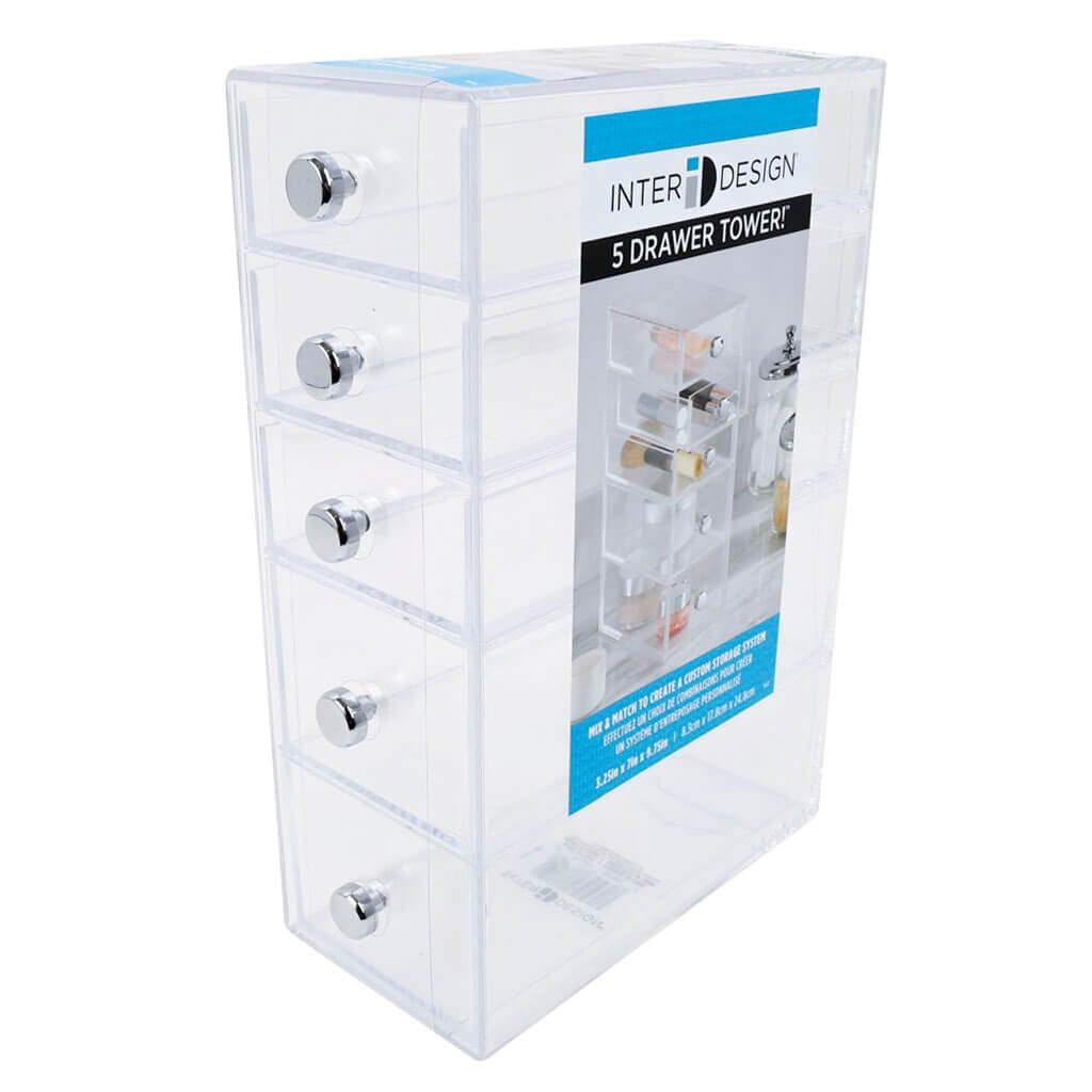 Drawers Tower 5 Drawer 3.5in x 7in, Clear