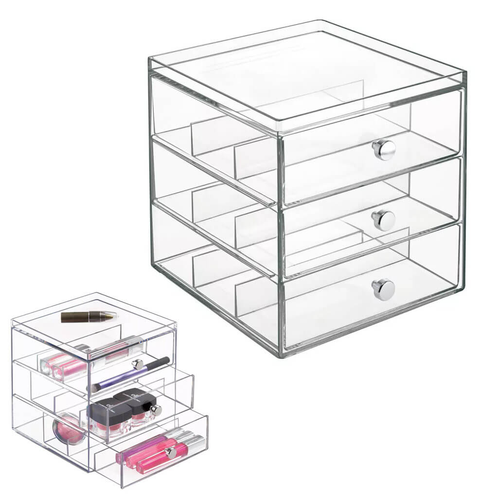 Drawers Glasses 3 Drawer Clear