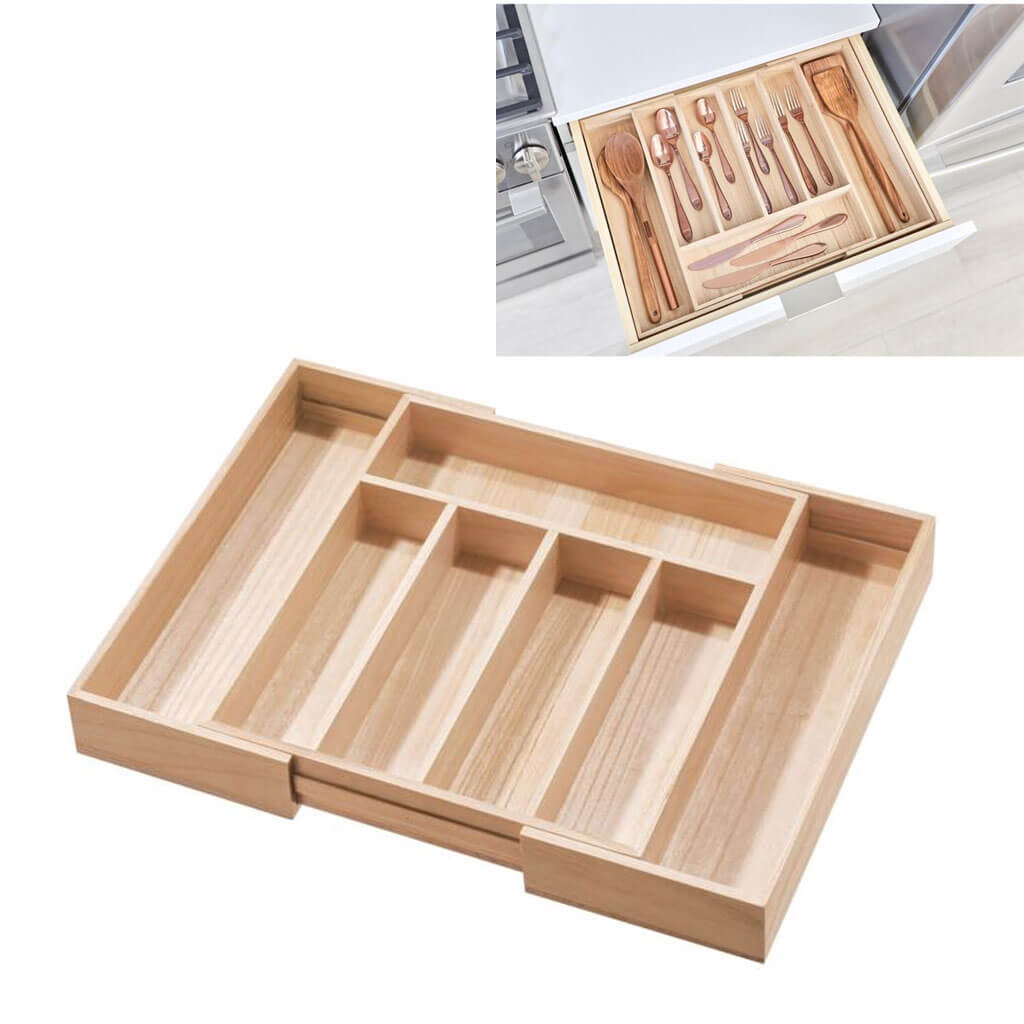 Expandable Wood Cutlery Tray