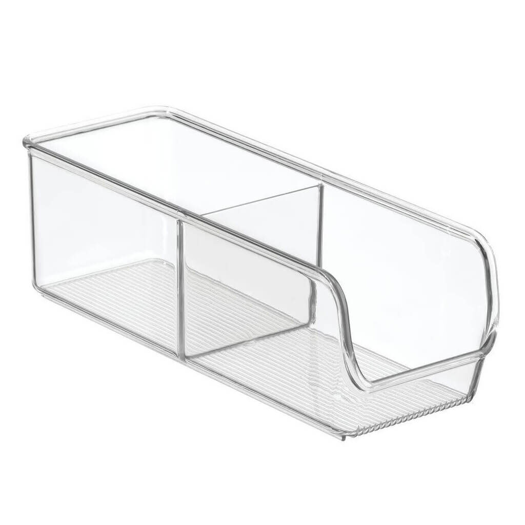 Linus Bin 2 Section Divided 4in x 11in, Clear