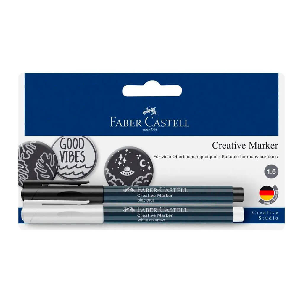 Calligraphy Black and White Markers Pack of 2