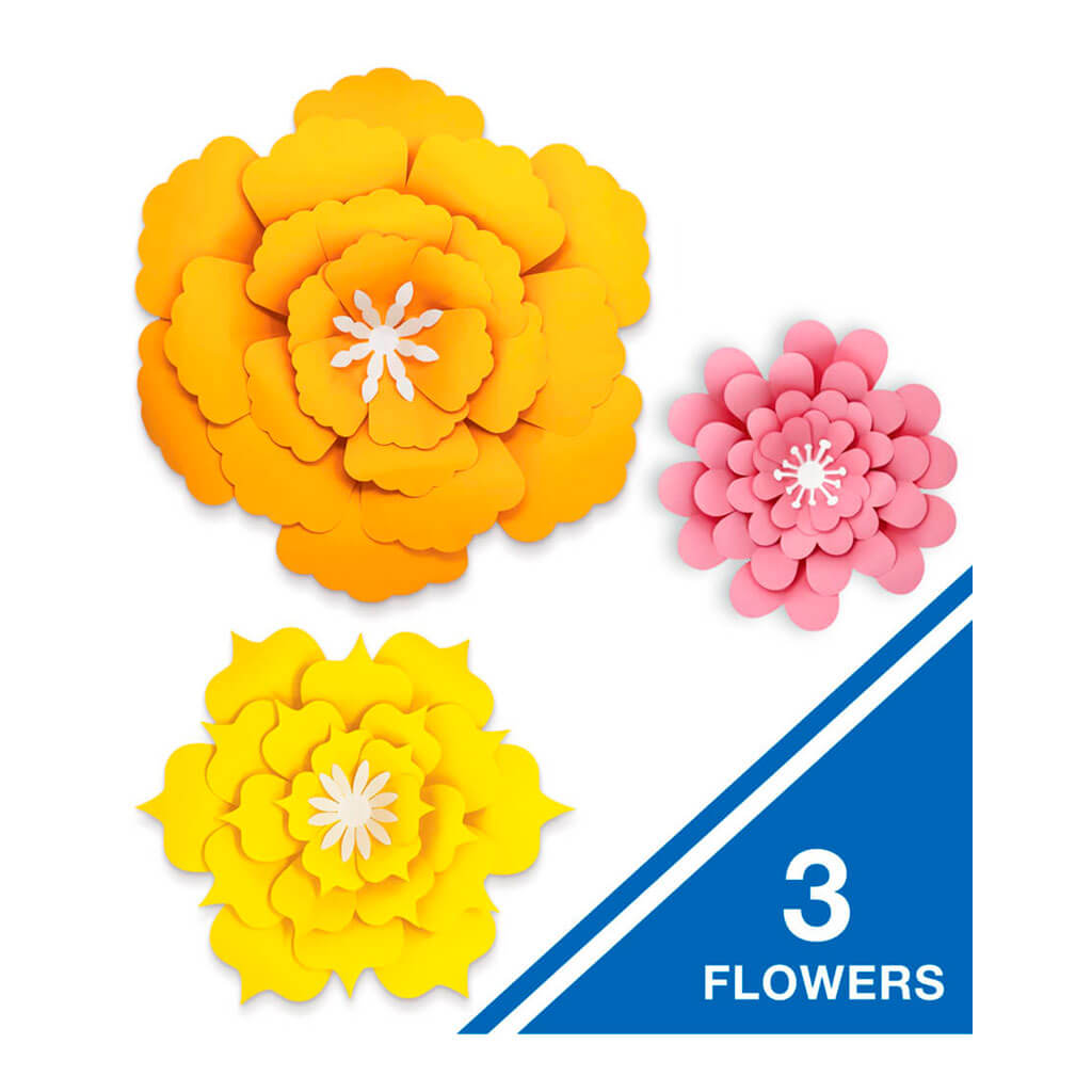 Orange, Yellow, Pink Flowers Dimensional Accent