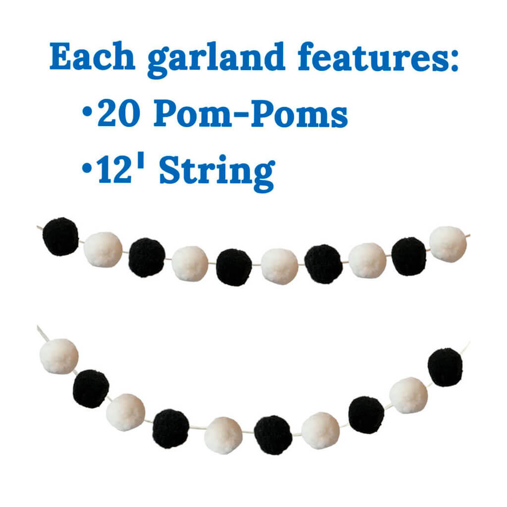 Black &amp; White Pom-Pom Garland