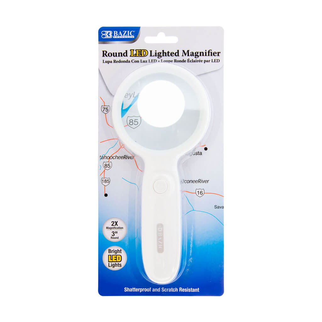 Round 2x LED Lighted Magnifier, 3in