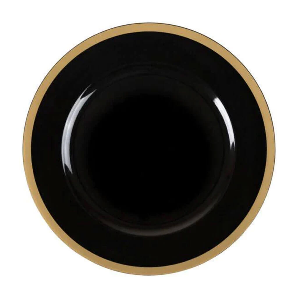 Black with Gold Rim Charger Plate, 13in