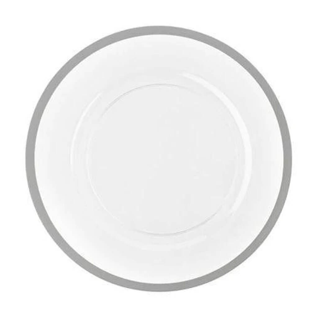 Clear with Silver Rim Charger Plate, 13in