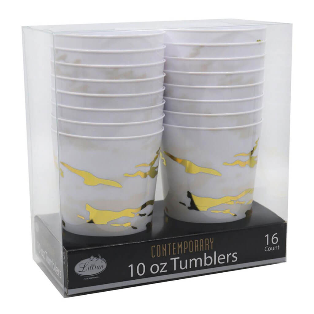 Gold on White Marble Tumbler 10oz, 16ct