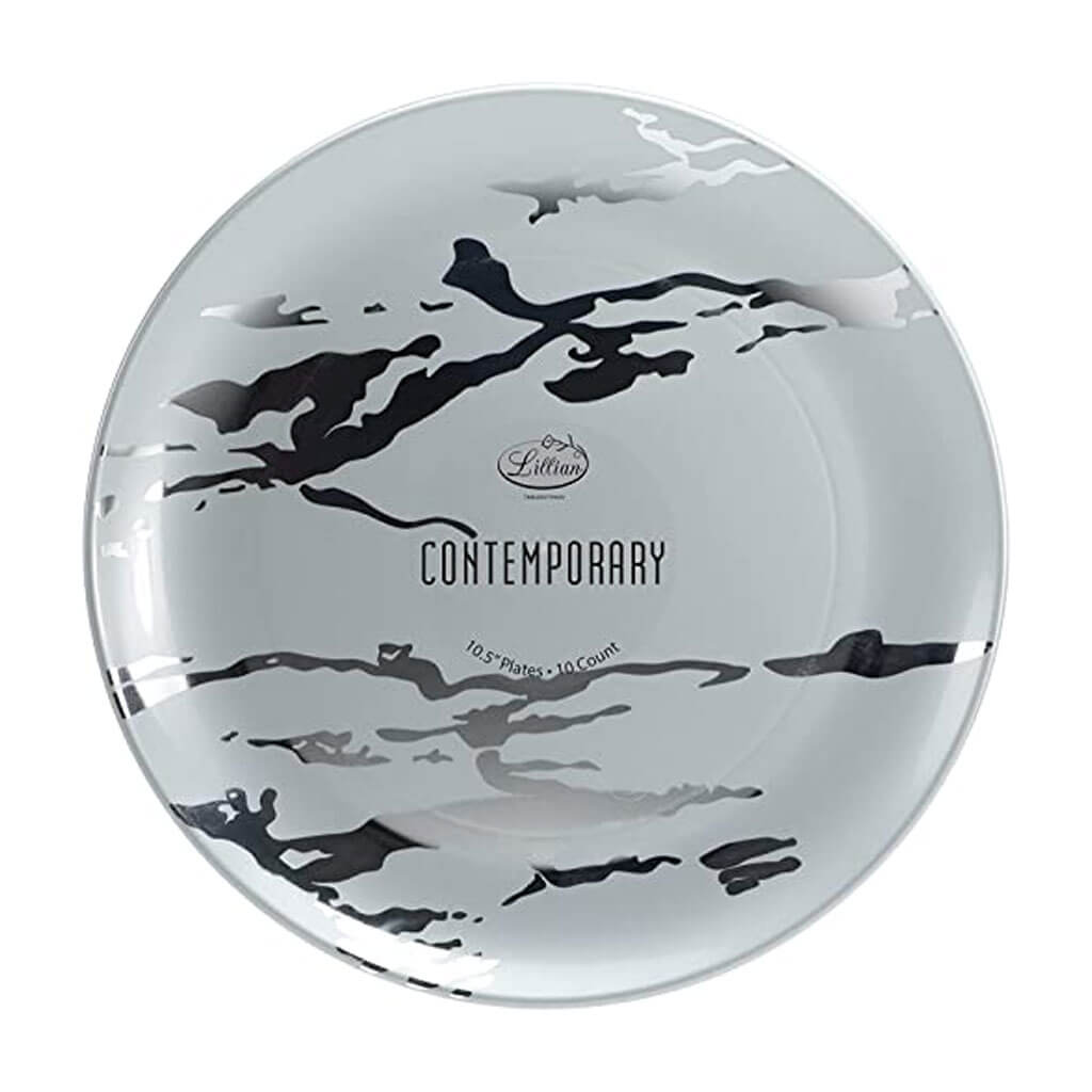 Silver On Silver Marble Plate 10.5in, 10ct