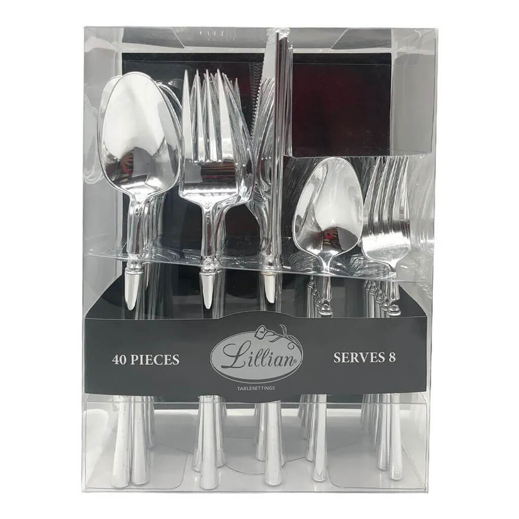 Lillian Polished Silver Combo Cutlery, 40pc