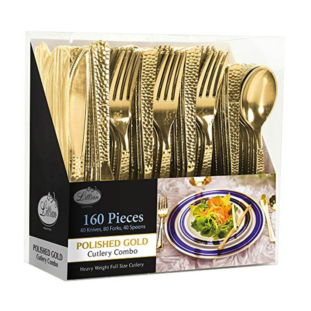 Pebbled Gold Assorted Cutlery, 160ct