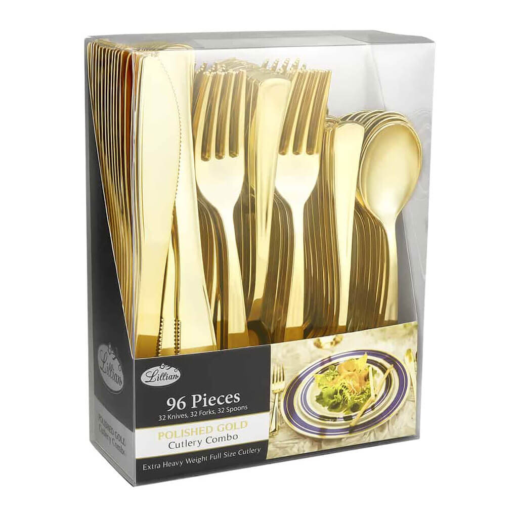 Pebbled Gold Assorted Cutlery, 96ct