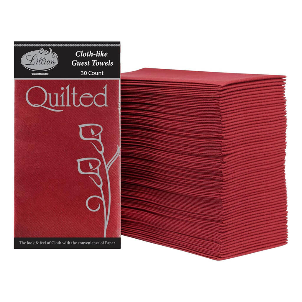 Burgundy Quilted Cloth Guest Towel, 30ct