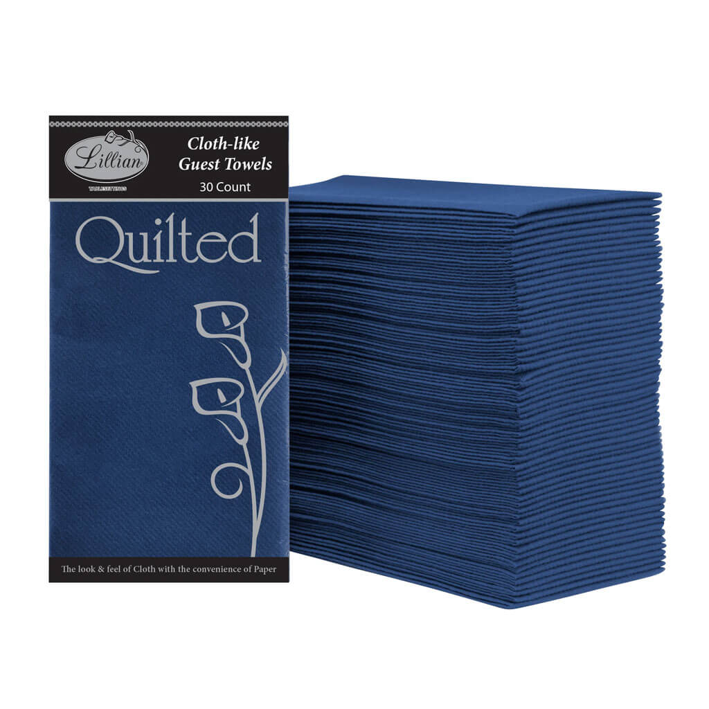 Navy Quilted Cloth Guest Towel, 30ct