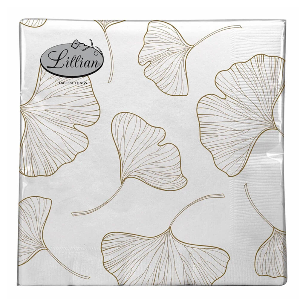 Gingko Gold Foil Stamp Lunch Napkin 13in 3Ply, 20ct