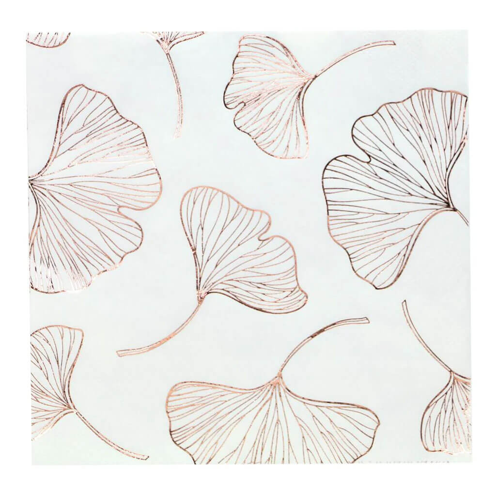 Gingko Rose Gold Foil Stamp Lunch Napkin 13in 3Ply, 20ct