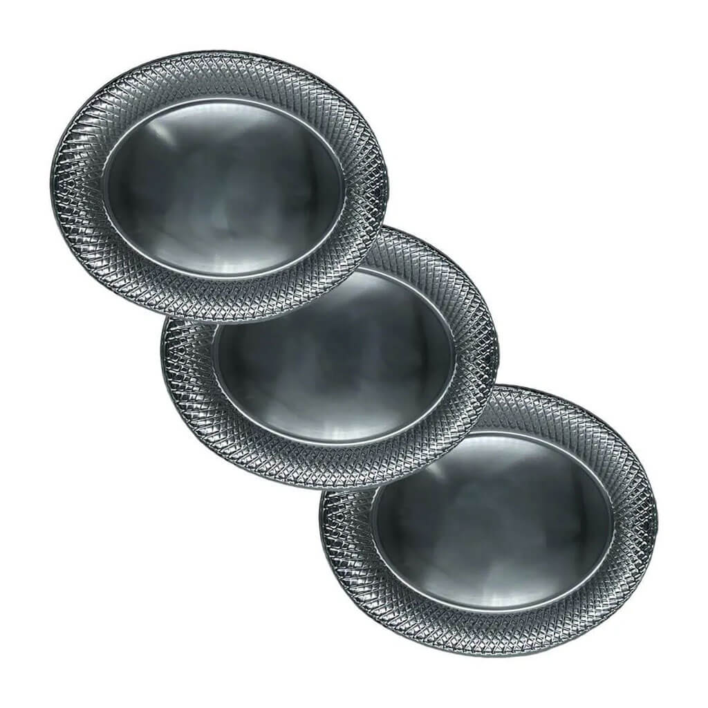 Silver Metallic Oval Tray, 17.75in x 14.5in