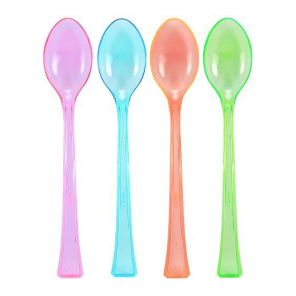 Assorted Mini Neon Spoon, 24ct