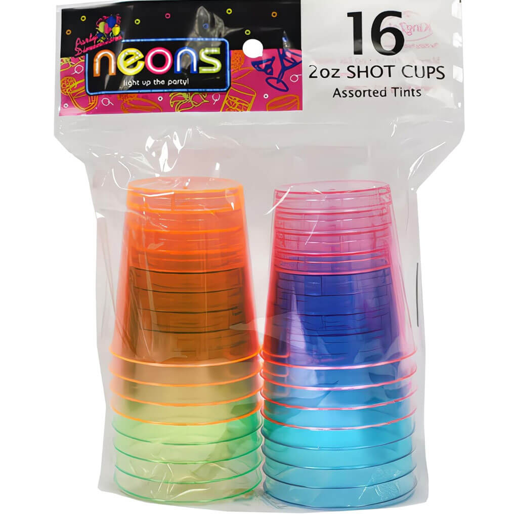 Neon Plastic Shot Cup 2oz, 16ct