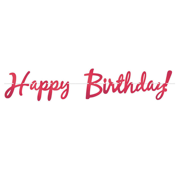 Foil Happy Birthday Streamer 9in x 5ft, Red