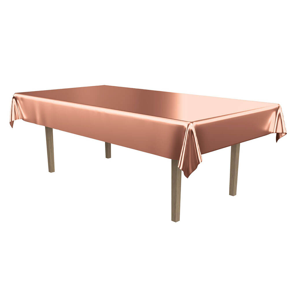 Metallic Rectangular Tablecover Rose Gold, 54in x 108