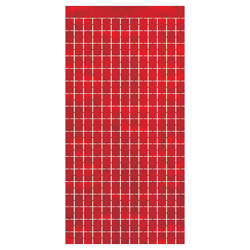 Metallic Square Curtain 6.5ft, Red