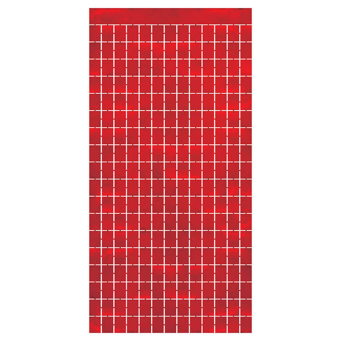 Metallic Square Curtain 6.5ft, Red