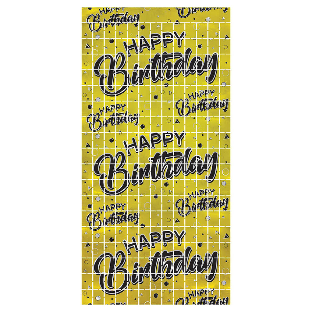 Happy Birthday Metallic Square Curtain, 6.5ft