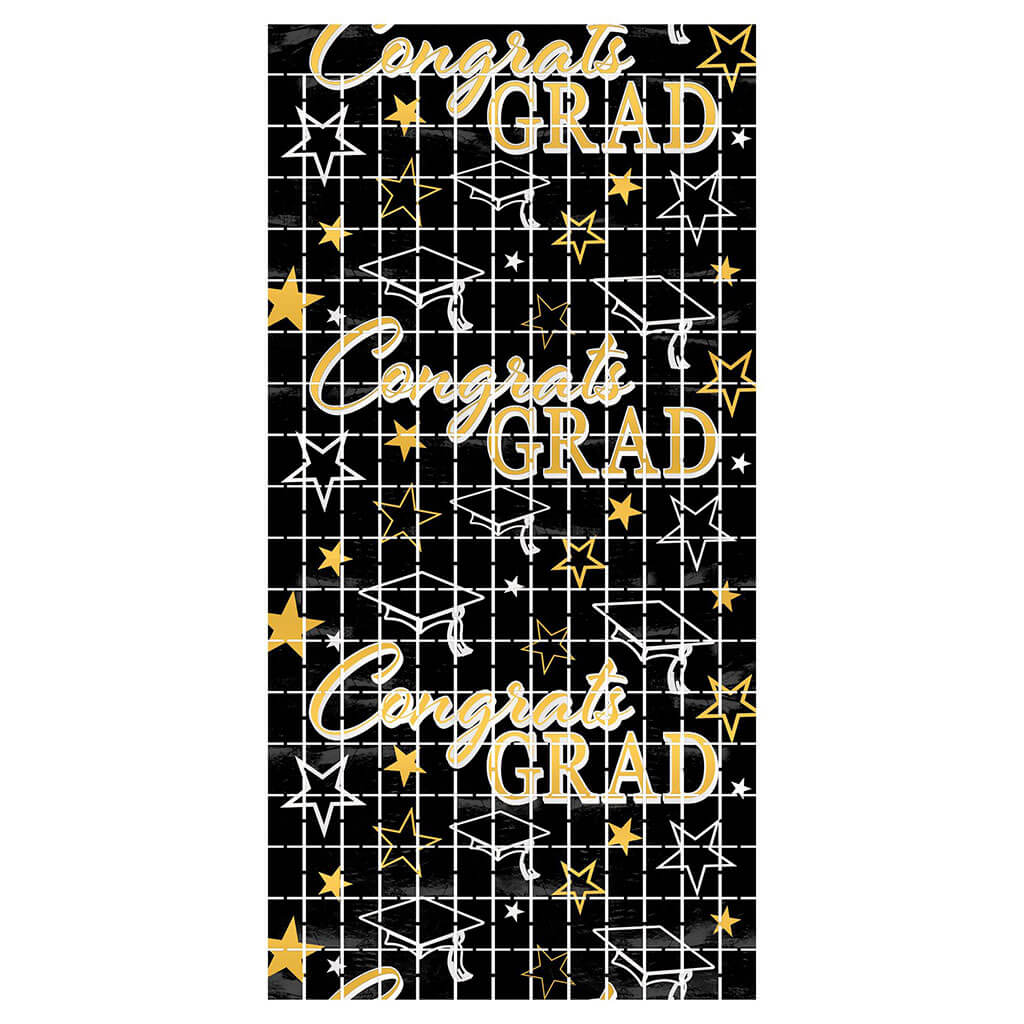 Congrats Grad Metallic Square Curtain, 6.5ft