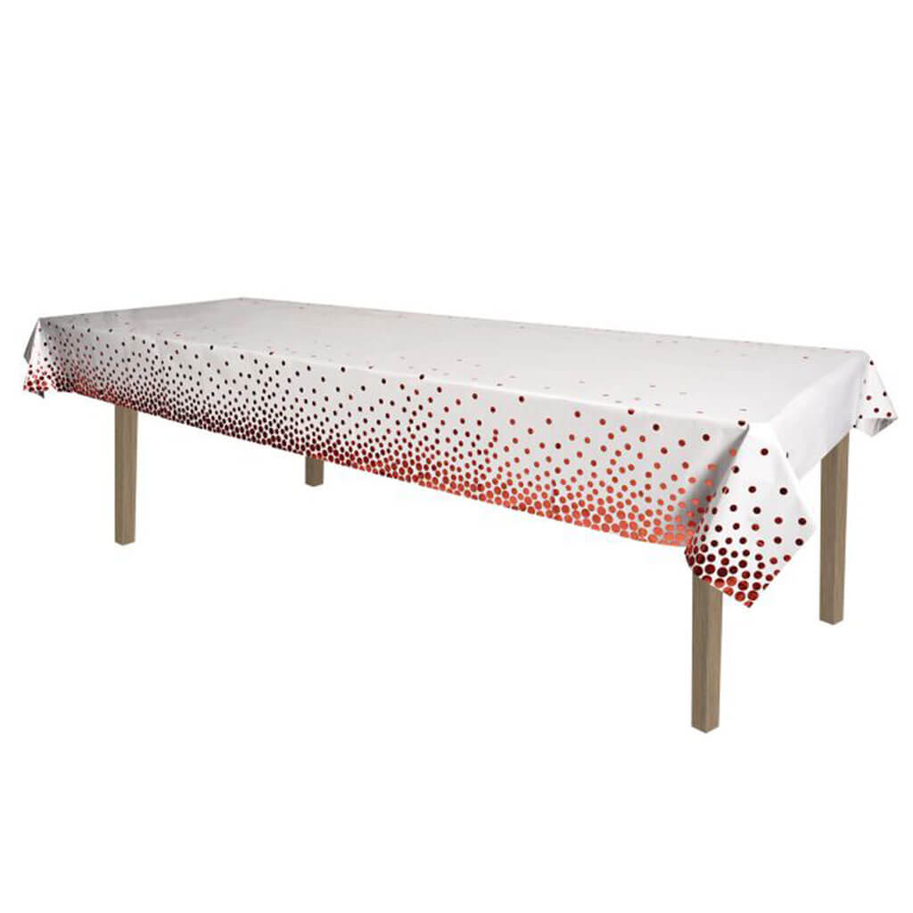 Metallic Rose Gold Polka Dots Tablecover, 54in x 108in