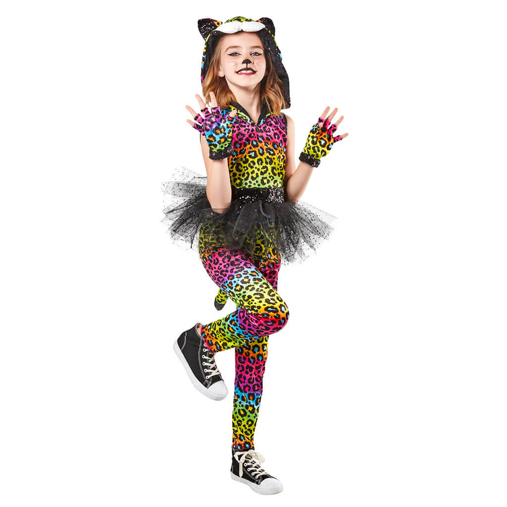 Neon Leopard Child Costume 8 to 10, Medium