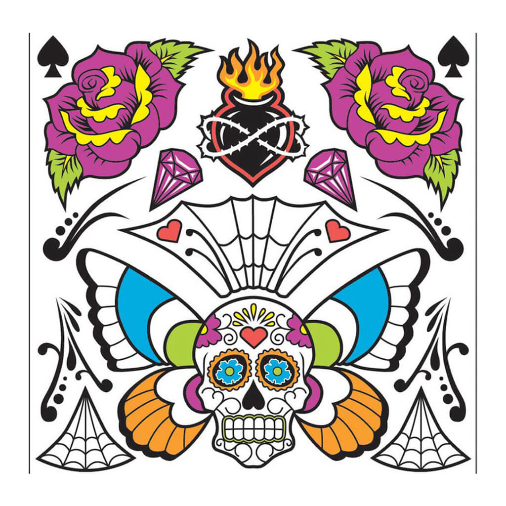 Day Of The Dead Temporary Chest Tattoo