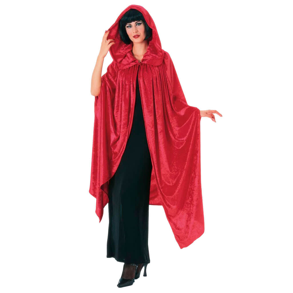 Red Goth Velvet Cape, 63in