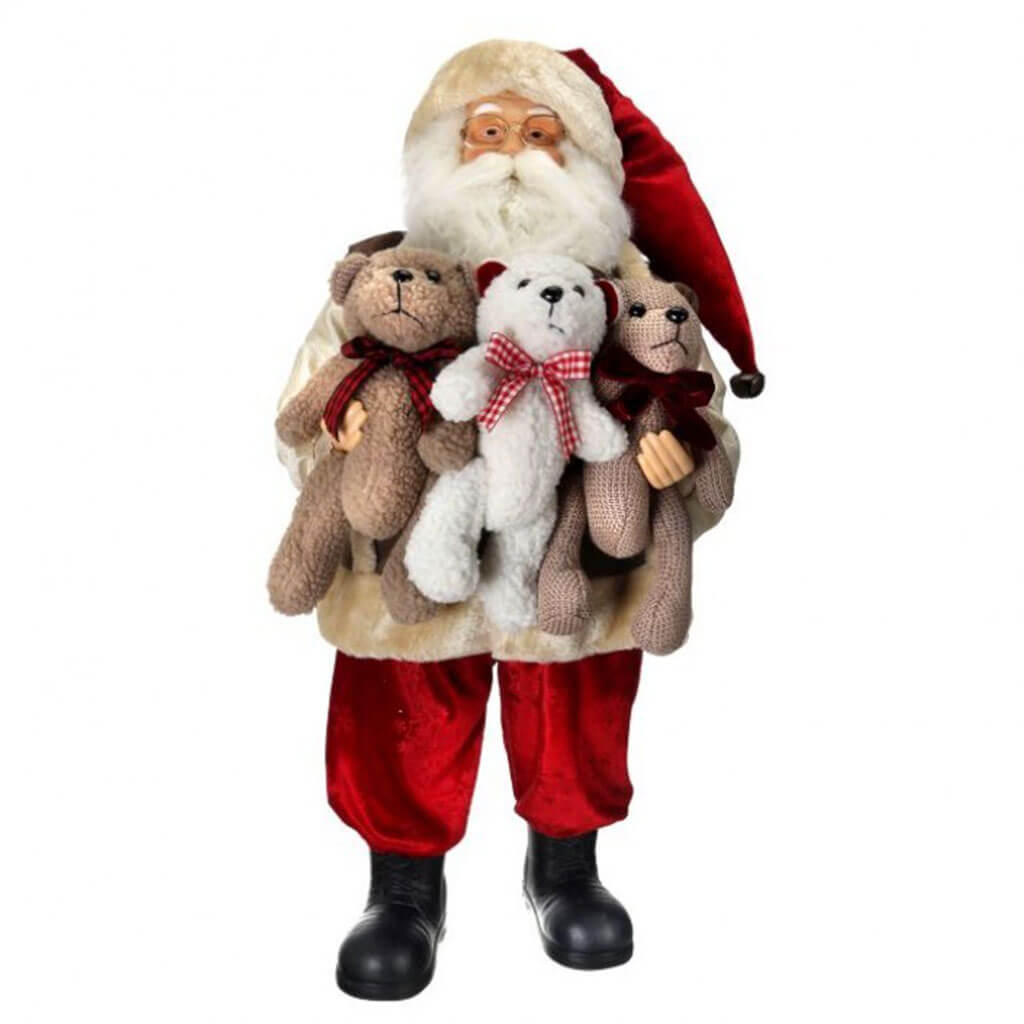 Velvet Santa with Teddy Bears 36in