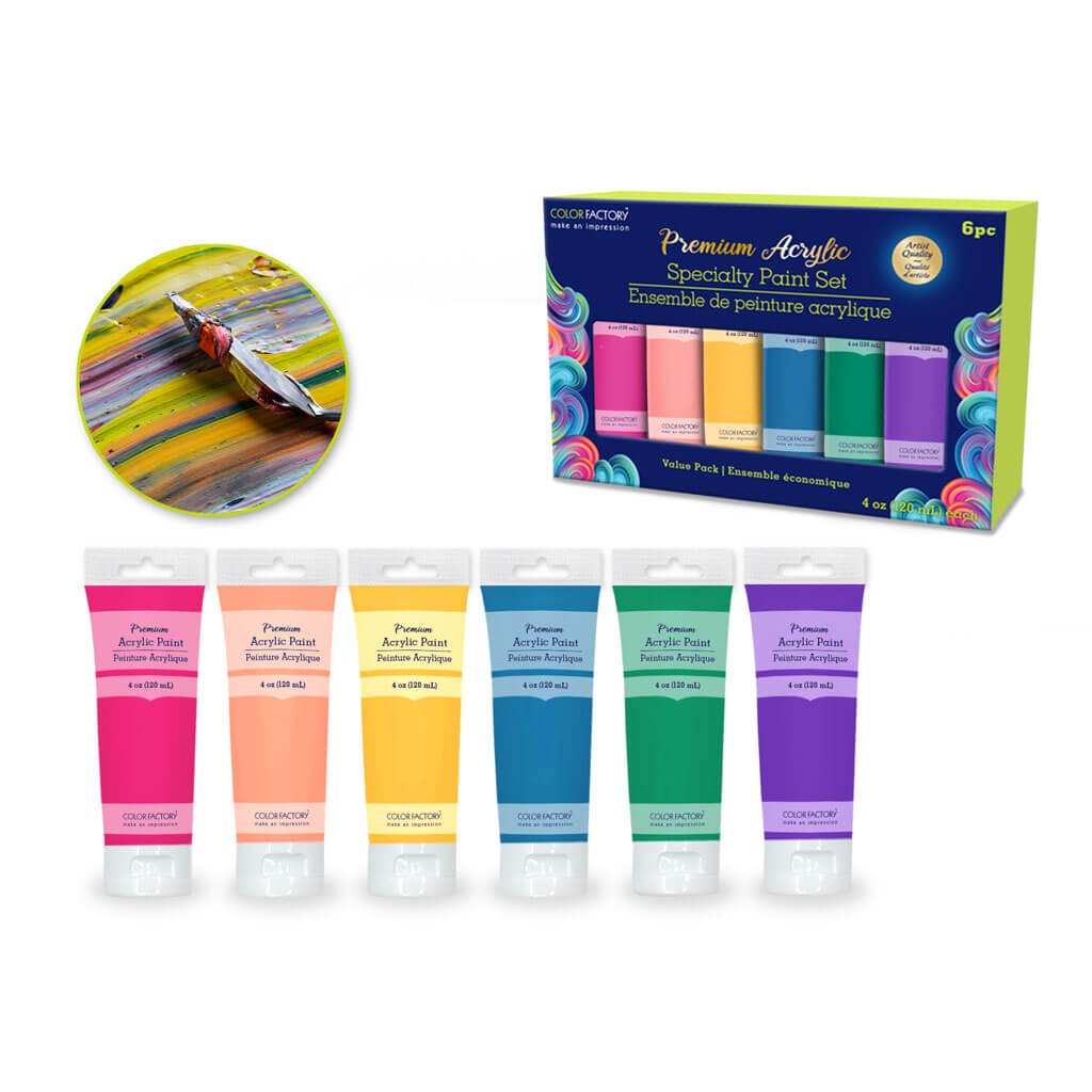 Color Factory: 4oz Premium Acrylic Paint Set 6x120ml Tubes Fashion
