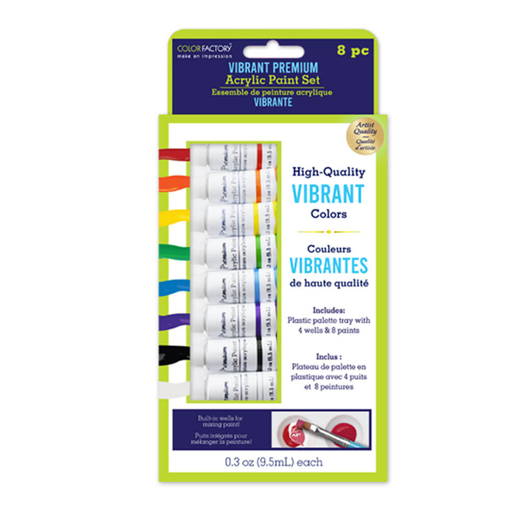 Color Factory: 76ml Premium Acrylic Paint Set 8 x 9.5ml Tubes Basics