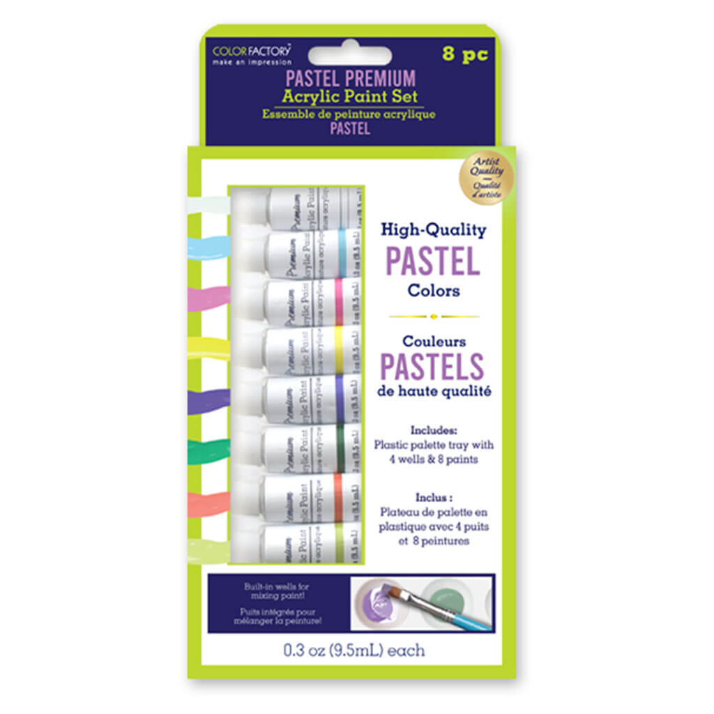 Color Factory: 76ml Premium Acrylic Paint Set 8 x 9.5ml Tubes Pastels