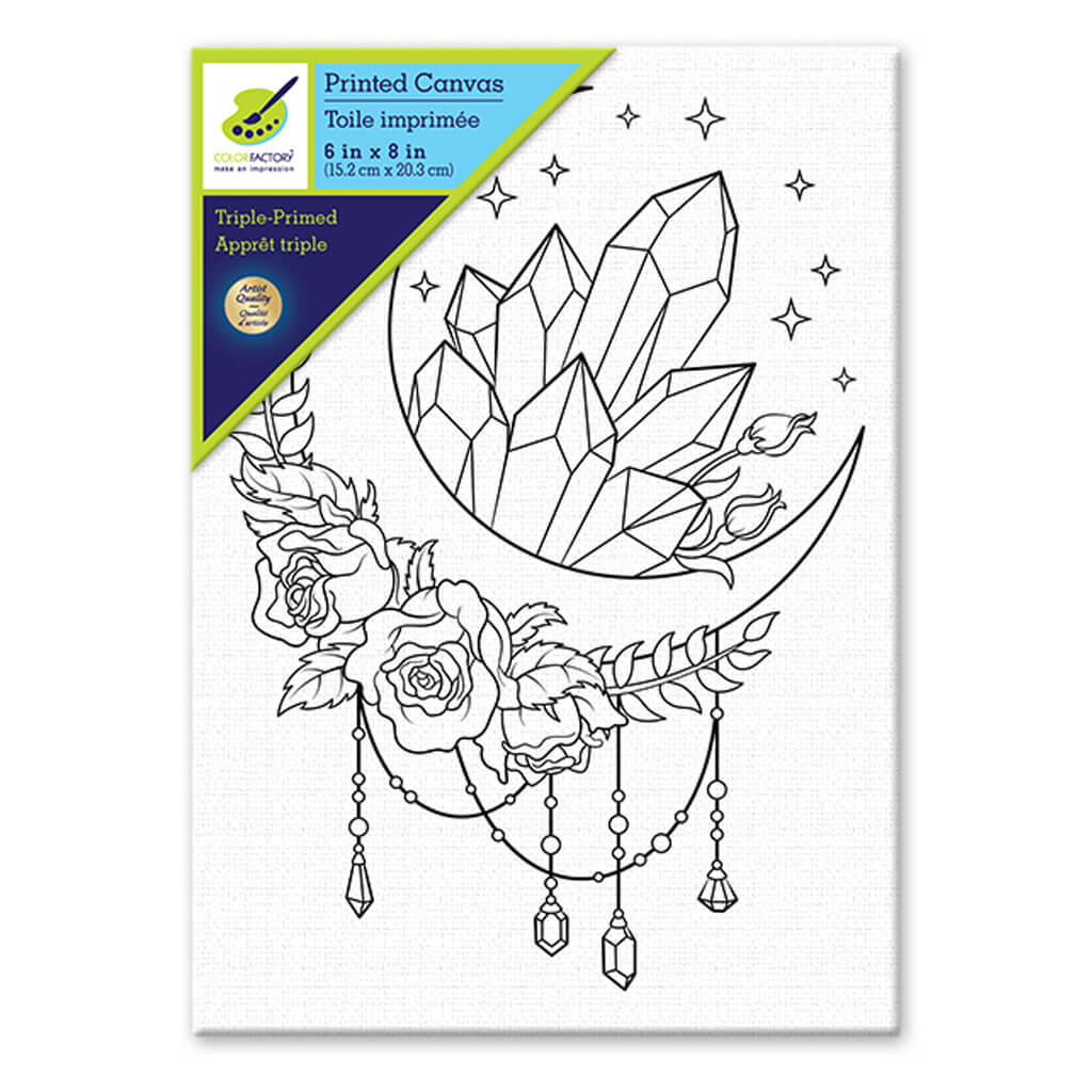 Stretch Artist Printed Canvas: 6in x 8in Primed Back-Stapled DIY Crystal Moon