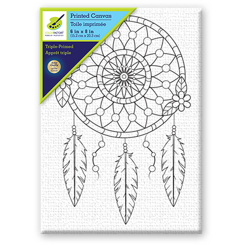 Stretch Artist Printed Canvas: 6in x 8in Primed Back-Stapled DIY Dream Catcher